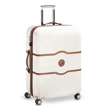 DELSEY Paris Chatelet Air Hardside Luggage, Spinner Wheels, Champagne White, Checked-Large 28 Inch