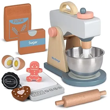 Play Kitchen Accessories Wooden Mixer Set for Creative Pretend Cooking Fun