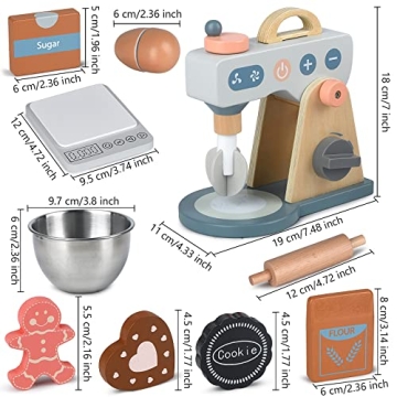 Kids Play Kitchen Wooden Mixer Set for Fun Learning