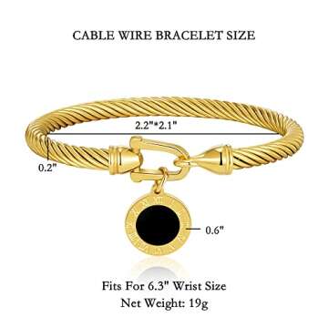 JINHUI Cable Wire Cuff Bracelet - 18k Gold Plated Jewelry