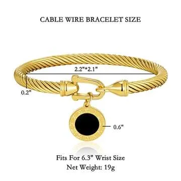 JINHUI Cable Wire Cuff Bracelet - 18k Gold Plated Jewelry