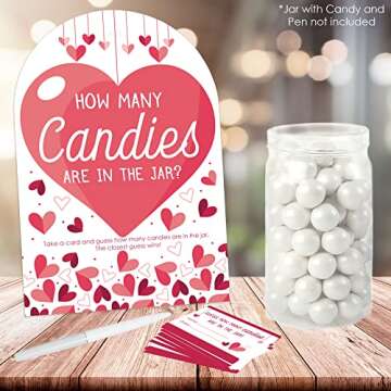 Big Dot of Happiness Happy Galentine’s Day Candy Guessing Game - 1 Stand and 40 Cards