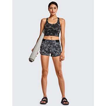CRZ YOGA Women's Strappy Longline Sports Bras - Wirefree Padded Medium Impact Workout Crop Tank Top ...