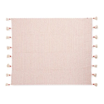 REDEARTH · Classic Throw Blanket -with Oversized Decorative Tassels Medium Weight Soft Lap Blanket for Sofa Bed Couch Chairs loveseats car, Living, Indoor/Outdoor use 100% Cotton (50x60; Burnt Red)