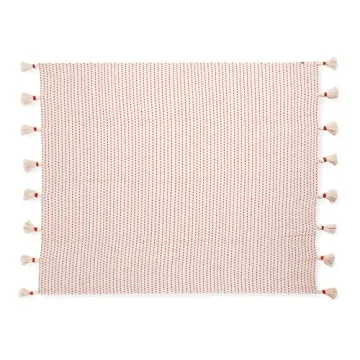 REDEARTH · Classic Throw Blanket -with Oversized Decorative Tassels Medium Weight Soft Lap Blanket for Sofa Bed Couch Chairs loveseats car, Living, Indoor/Outdoor use 100% Cotton (50x60; Burnt Red)