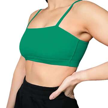 Aoxjox Women's Workout Bandeau Sports Bras Training Fitness Running Yoga Crop Tank Top (Parakeet Green, Small)