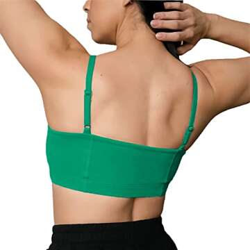 Aoxjox Women's Workout Bandeau Sports Bras Training Fitness Running Yoga Crop Tank Top (Parakeet Green, Small)