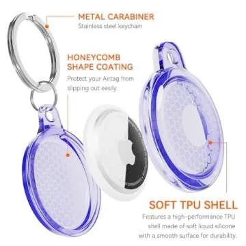 New IPX8 Waterproof Holder for Airtag, Airtags Case with Keychain, [Tightly Sealed] [Drop-Proof] [Anti-Scratch] Full Body Protective Airtag Holder, Find Your Luggage, Pet, Keys, & More