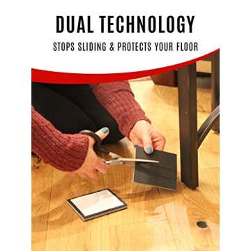 SlipToGrip Non Slip Furniture Pad Grippers - Stops Slide - Multi Size (12 Pads) - Make 4", 1", 2", etc.- Pre-Scored Multiple Sizes - 3/8" Felt Core - Anti Slip - No Nails, No Glue.