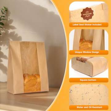 Funcoo Elegant Bread Bags with Window - 30pcs