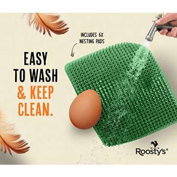 Roosty's Chicken Nesting Box Pads x6 | Washable Nesting Pads Hens | Raising Poultry Ebook Included | for Chicken Coops, Nesting Boxes, Chicken Bedding | Chicken Coop Accessories (Green)