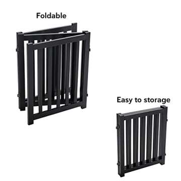 LZRS Solid Hardwood Freestanding Pet Gate,Wooden Dog Gates for Doorways,Nature Wood Dog Gates for The House,Dog Gate for Stairs,Freestanding Indoor Gate Safety Fence,Black,24" Height-3 Panels