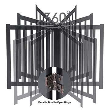 LZRS Solid Hardwood Freestanding Pet Gate,Wooden Dog Gates for Doorways,Nature Wood Dog Gates for The House,Dog Gate for Stairs,Freestanding Indoor Gate Safety Fence,Black,24" Height-3 Panels