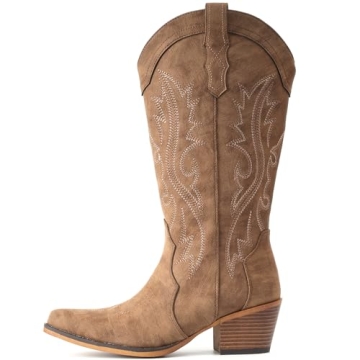 IUV Cowboy Boots with Chunky Heel for Women