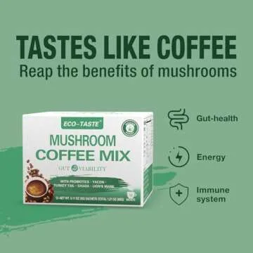 ECO-TASTE Mushroom Coffee Mix for Gut Health – 12 Sachets