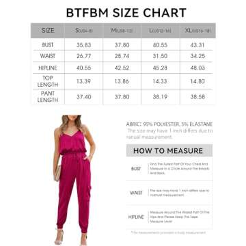 BTFBM Women's Casual Sleeveless Adjustable Spaghetti Strap Jumpsuits Summer One Piece Outfits Satin Long Pants Rompers(Solid Rose Red, X-Large)