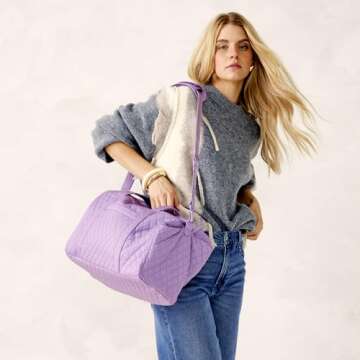 Vera Bradley Premium Cotton Large Bancroft Backpack, Purple Rhapsody