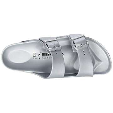 Birkenstock Women's Arizona Sandals, Metallic Silver, 9 Medium US