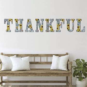 COLLECTIVE HOME 12" Letters for Wall Decor, Embossed Metal Numbers with Sun Flower, Rustic Hanging Signs for Wedding Birthday Housewarming Party. (L)
