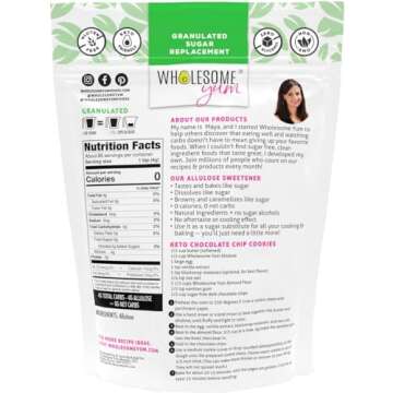 Wholesome Yum Allulose Sweetener - Natural Granulated Sugar Substitute - Keto, Non GMO, Zero Carb, Z...