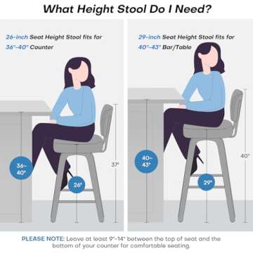 Bekrvio Swivel Bar Stools - 29" Comfortable Faux Leather Barstools Set of 4