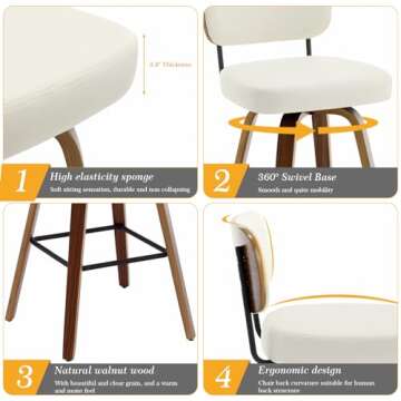 Bekrvio Swivel Bar Stools - Modern Comfort & Style