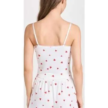 Stylish Heart Print Cami with Adjustable Straps