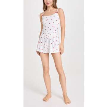 Stylish Heart Print Cami with Adjustable Straps