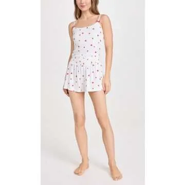 Stylish Heart Print Cami with Adjustable Straps