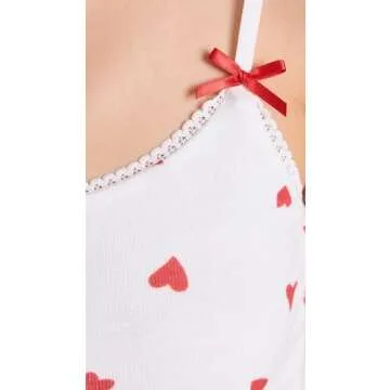 Stylish Heart Print Cami with Adjustable Straps