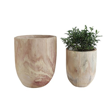 Creative Co-Op Rounded Paulownia Wood Pots (Set of 2 Sizes)