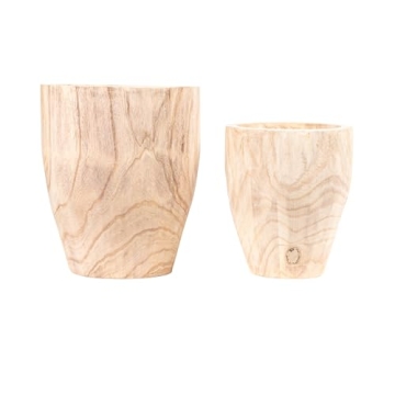 Creative Co-Op Rounded Paulownia Wood Pots (Set of 2 Sizes)