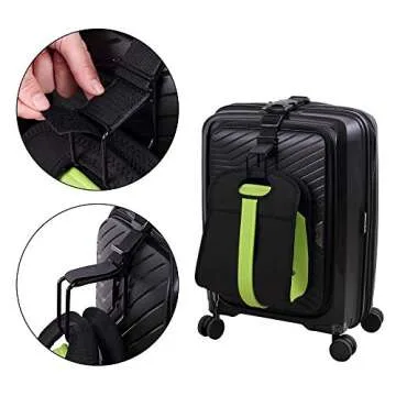 Vigorport Luggage Hook Strap,J Hook for add a Bag Luggage,Multi Adjustment Bag Strap Hook with Hands Free(Black-Large Size)