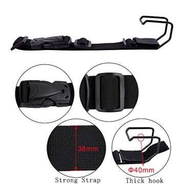 Vigorport Luggage Hook Strap,J Hook for add a Bag Luggage,Multi Adjustment Bag Strap Hook with Hands Free(Black-Large Size)
