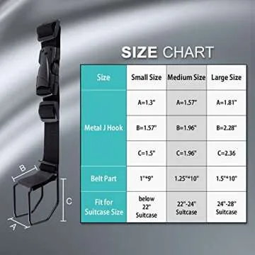 Vigorport Luggage Hook Strap,J Hook for add a Bag Luggage,Multi Adjustment Bag Strap Hook with Hands Free(Black-Large Size)