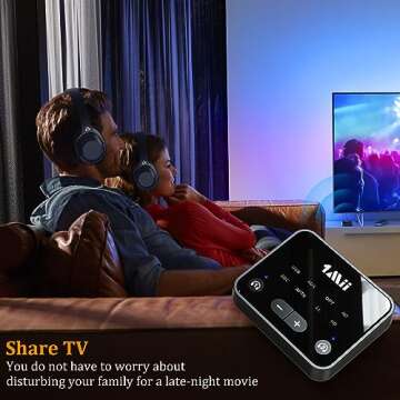 1Mii Bluetooth 5.3 Transmitter for TV to 2 Wireless Headphones, Long Range 100ft Bluetooth Adapter f...