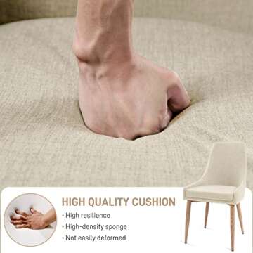 E&D FURNITURE Dining Chairs, Living Room Chair Set of 4 Accent Chair with High Back Beige Fabric Dining Comfy Chair for Kitchen Upholstered Dining Chairs Kitchen and Dining Room Metal Leg Chair