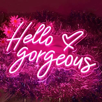 Large Hello Gorgeous Neon Sign for Home and Events Decor