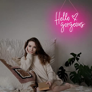 Large Hello Gorgeous Neon Sign for Home and Events Decor