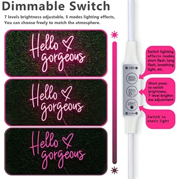 Large Hello Gorgeous Neon Sign for Home and Events Decor