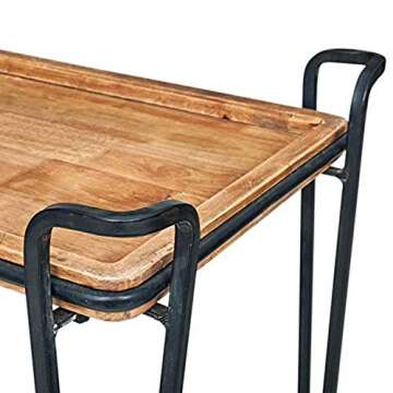 Amazon Brand – Rivet Industrial Modern 4-Post Rolling Bar Cart Table with Wheels, 25.2"W, Natural, Black, Wood, Metal