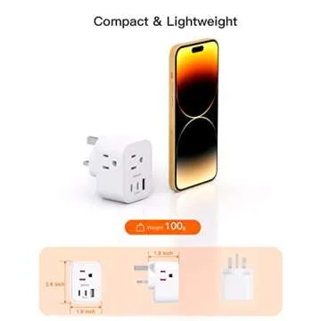 [2 Pack] US to UK Travel Plug Adapter, Type G Power Adapter with 3 AC and 3 USB(2 USB C), International Plug Adapter, Travel Essentials for USA to England London Scotland British Qatar Irish Hongkong