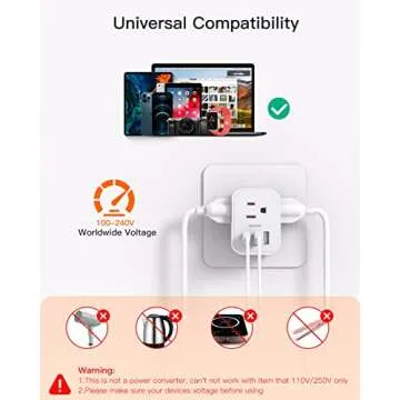 [2 Pack] US to UK Travel Plug Adapter, Type G Power Adapter with 3 AC and 3 USB(2 USB C), International Plug Adapter, Travel Essentials for USA to England London Scotland British Qatar Irish Hongkong