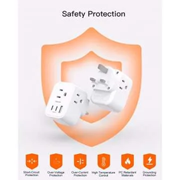 [2 Pack] US to UK Travel Plug Adapter, Type G Power Adapter with 3 AC and 3 USB(2 USB C), International Plug Adapter, Travel Essentials for USA to England London Scotland British Qatar Irish Hongkong