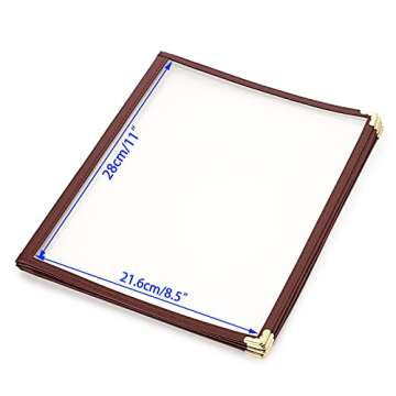 OwnMy 2PCS 8.5 x 11 Inch Clear Menu Covers Books 4 Page 8 View Transparent Restaurant Drink Menu Covers, Folding Standard Letter Size Paper Table Menu Covers Bulk Red Menu Book Covers DIY Menu Holders