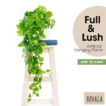 ROVALA Artificial Plants for Home Decor Indoor in Pot, Fake Hanging Plants Realistic Faux Plants Ind...