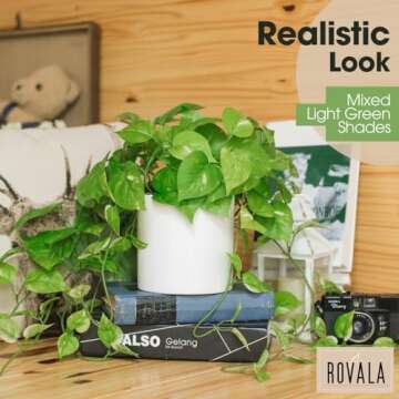 ROVALA Artificial Plants for Home Decor Indoor in Pot, Fake Hanging Plants Realistic Faux Plants Indoor Small Fake Plants for Living Room Decorative Potted Fake Plants for Bedroom Shelf - Silk Pothos