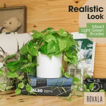 ROVALA Artificial Plants for Home Decor Indoor in Pot, Fake Hanging Plants Realistic Faux Plants Indoor Small Fake Plants for Living Room Decorative Potted Fake Plants for Bedroom Shelf - Silk Pothos