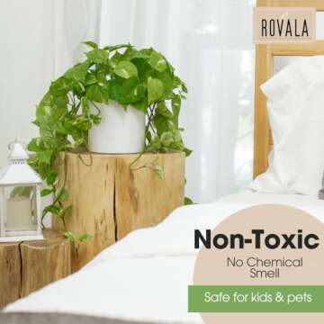 ROVALA Artificial Plants for Home Decor Indoor in Pot, Fake Hanging Plants Realistic Faux Plants Indoor Small Fake Plants for Living Room Decorative Potted Fake Plants for Bedroom Shelf - Silk Pothos