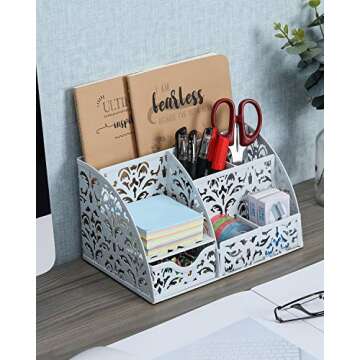 EasyPAG Elegant Floral Desk Organizer for Home & Office